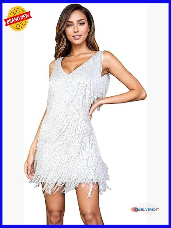 Dresses & Skirts - Halter Backless Fringe Mini Dress for Parties Cocktail Bodycon